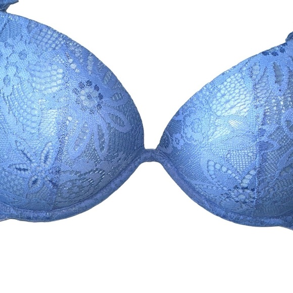 AERIE PADDED PUSH UP BRA WOMENS  SIZE 34C LIGHT BLUE FLORAL BLOOM LACE - Picture 5 of 13
